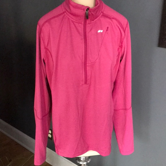 koppen Tops - Koppen bright pink subtle stripe 1/2 zip top, Lg